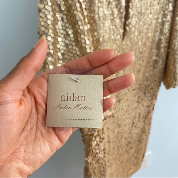 Aidan Mattox Cold Shoulder Sequin Beading Dress 12 - Picture 6 of 9